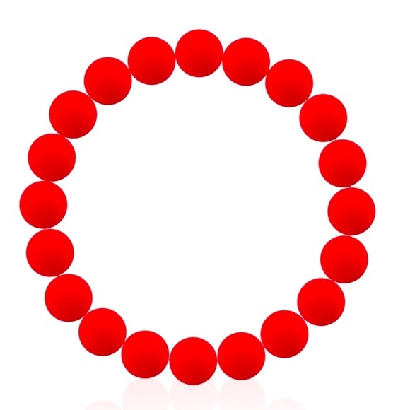 WATERPROOF SILICONE Red Rubber Beaded Stretchy Bracelet for Stacking 🔴🔴 NWT - Picture 8 of 16